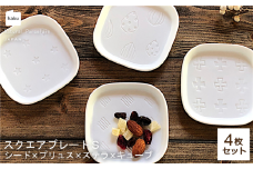 【美濃焼】スクエアプレート S 小皿 4枚セット シード×プリュス×ステラ×キューブ【カネ一古林商店】 食器 角皿 醬油皿 [MEG003]