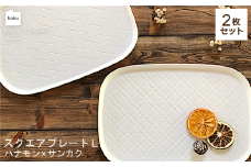 【美濃焼】ラージスクエアプレート L ペアセット 2枚 ハナモン×サンカク【カネ一古林商店】食器 プレート かわいい [MEG010]