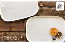 【美濃焼】ラージスクエアプレート L ペアセット 2枚 キュウイ×シード【カネ一古林商店】食器 プレート かわいい [MEG011]