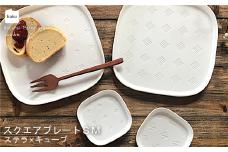 【美濃焼】スクエアプレート S/M 4枚セット ステラ×キューブ【カネ一古林商店】食器 皿 プレート [MEG017]