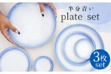 【美濃焼】半分青い プレート 3枚セット【BIJINTOUKI/美人窯】食器 皿 取り皿  [MDF002]