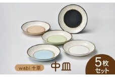 【美濃焼】wabi十草 中皿 5枚セット【株式会社二幸】 [MCZ081]
