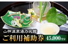 【山神温泉湯乃元館】＜ご宿泊・お料理のみ 共通＞ご利用補助券（45,000円分）★金・土・日曜限定★ 旅館 温泉 会席 [MFF006]
