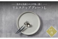 【美濃焼】リムステップ プレート L 月（ホワイト）【789プロジェクト】【一久】食器 大皿 リムプレート [MAW021]