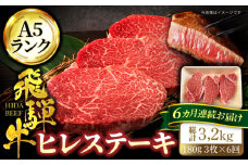 【6回定期便】＜A5ランク＞飛騨牛ヒレステーキ180g×3枚 計540g 総計3.24kg【有限会社マルゴー】 ヒレ 和牛 国産 [MBE044]