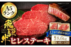 【12回定期便】＜A5ランク＞飛騨牛ヒレステーキ180g×4枚 計720g 総計8.64kg【有限会社マルゴー】牛肉 和牛 国産 [MBE049]