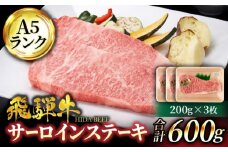 ＜A5ランク＞飛騨牛サーロインステーキ 200g×3枚【有限会社マルゴー】牛肉 和牛 国産 [MBE059]