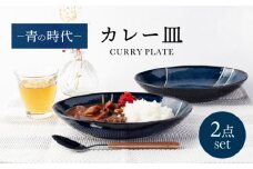【美濃焼】青の時代 カレー皿 2点 セット【山正各務陶器】535107　器 プレゼント モダン [MFW006]