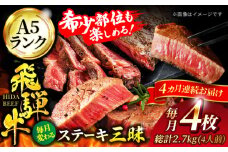 【4回定期便】A5ランク 飛騨牛 ステーキ三昧（4人前）総計2,720g【有限会社マルゴー】牛肉 和牛 国産 [MBE061]