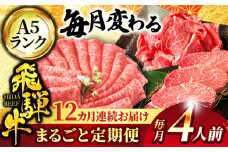 【12回定期便】＜毎月変わる＞豪華！ A5ランク 飛騨牛まるごと定期便 約4人前【有限会社マルゴー】牛肉 和牛 国産 [MBE060]