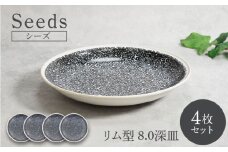 【美濃焼】シーズ seeds リム型 8.0深皿 4枚セット【カネ定製陶】 うつわ プレート 深皿 [MEI108]
