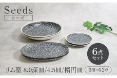 【美濃焼】シーズ seeds リム型 8.0深皿 ＆ 4.5皿 ＆ 楕円皿 3種×各2点 6点セット【カネ定製陶】　うつわ プレート セット [MEI112]