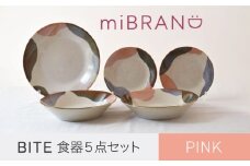 【美濃焼】miBRAND BITE 食器５点セット（ピンク）【見谷陶器】取皿 大皿 深皿 カレー皿 パスタ皿 [MCG052]