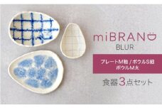 【美濃焼】miBRAND BLUR 食器3点セット（プレートM釉/ボウルS細/ボウルM太）【見谷陶器】食器セット プレート ボウル [MCG061]