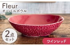 【美濃焼】 Fleur オーバルボウル ワインレッド2個セット 【株式会社カクニ】 パスタ カレー ペアセット [MEF012]