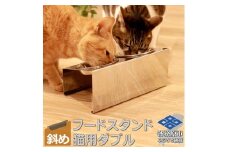 1066 ペットフードスタンド 猫用 食器台 ステンレス製 傾斜タイプ ステンレス食器皿 ダブルスタンド PT10-01B-2