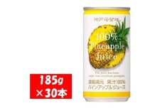 1139 神戸居留地 パインアップル ジュース100% 185g缶×30本 １ケース パイナップル ジュース 果汁 100% 濃縮還元