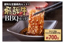 飛騨牛BBQセット（カルビ350g、もも・かた肉 焼き肉用350g）【岐阜県 可児市 肉 お肉 ブランド ブランド牛 バーベキュー 詰め合わせ お取り寄せ グルメ 】