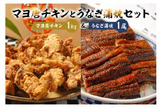 「マヨ唐チキン」と「炭かおる地焼き　うなぎ蒲焼（たれ付）」のセット【岐阜県 可児市 唐揚げ 冷凍 麹 調理済み 醤油 マヨネーズ オンリーワン 総菜 おかず お弁当 おつまみ レンジ調理 時短 簡単 調理 料理 お取り寄せ グルメ 】