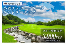 小萱チェリークリークカントリークラブ利用券（3,000円分）【岐阜県 可児市 ゴルフ golf ゴルフ場 スポーツ プレー チケット プレー券 自然 みどり 広大 最新鋭GPSナビ リーダーズボード機能 コンペ 】