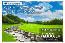 小萱チェリークリークカントリークラブ利用券（6,000円分）【岐阜県 可児市 ゴルフ golf ゴルフ場 スポーツ プレー チケット プレー券 自然 みどり 広大 最新鋭GPSナビ リーダーズボード機能 コンペ 】