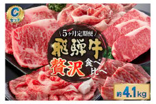 『飛騨牛』贅沢食べ比べセットC　定期便※5回に分けてのお届けとなります。（サーロインステーキ800g・ロースすき焼き用900g・ロースしゃぶしゃぶ用900g・ロース焼肉用900g・ヒレステーキ680g）【岐阜県 可児市 サーロイン ステーキ ロース すき焼き しゃぶしゃぶ 焼肉 ヒレステーキ お肉 ブランド牛 和牛 A5等級 霜降り お取り寄せ グルメ 】