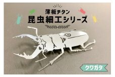 薄板チタン昆虫細工シリーズ（クワガタ）　【岐阜県 可児市 雑貨 インテリア おしゃれ 綺麗 精密加工 芸術 アート 高級素材 チタン 昆虫 木箱 雑貨 虫 】