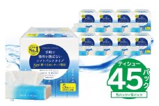【ハーフサイズ】エリエール +Water（プラスウォーター）ソフトパックティシュー　120W5P×9パック 【 ソフトパックティッシュ ティッシュ ソフトパック ティッシュペーパー 箱なし 日用品 新生活 備蓄 防災 消耗品 生活雑貨 生活用品 パルプ100％ 】
