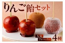 AERIりんご飴セット：人気フレーバー４種 【りんご りんご飴 人気 フルーツ フレーバー プレーン 紅茶 シナモン ココナッツ スイーツ】