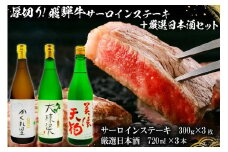 3-1　厚切り！飛騨牛サーロインステーキ300g×3枚 + 厳選日本酒720ml×3本【岐阜県 可児市 酒 日本酒 飲料 地酒 アルコール 手作り ギフト プレゼント お祝い 目録 肉 牛肉 】