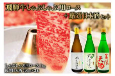 3-3　飛騨牛 しゃぶしゃぶ用ロース 1㎏（500g×2） + 厳選日本酒720ml×3本【岐阜県 可児市 酒 日本酒 飲料 地酒 アルコール 手作り ギフト プレゼント お祝い 肉 牛肉 】