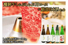 4-3　飛騨牛 しゃぶしゃぶ用ロース 1㎏（500g×2） + 厳選日本酒720ml×5本【岐阜県 可児市 酒 日本酒 飲料 地酒 アルコール 手作り ギフト プレゼント お祝い 肉 牛肉 】