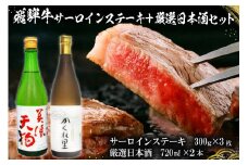 5-1　飛騨牛サーロインステーキ300g×3枚　+　厳選日本酒720ml×2本【岐阜県 可児市 酒 日本酒 飲料 地酒 アルコール 手作り ギフト プレゼント お祝い 目録 肉 牛肉 】