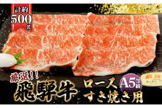 店主こだわり雌牛 飛騨牛A5等級　ロース　すき焼き用　約500g [No.040] ／ 牛肉 ブランド牛 すきやき メス牛 冷凍 岐阜県 特産