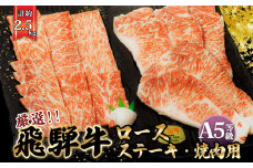店主こだわり雌牛 飛騨牛A5等級　ステーキ＆焼き肉用計約2.5kg [No.117] ／ 牛肉 ブランド牛 やきにく 焼肉 メス牛 冷凍 岐阜県 特産