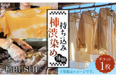 持ち込み柿渋染め体験 [No.1042] ／ 体験チケット お洋服 バッグ 生地 のれん 手染め 染め直し 自分だけ オリジナル 世界で一つ 岐阜県