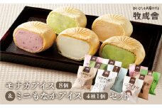 ＜牧成舎＞手焼き最中アイス詰合せ(定番サイズ8個・ミニサイズ4個セット) アイスクリーム アイス モナカアイス もなかアイス クリスマス スイーツ デザート 和菓子 洋菓子 飛騨市 日時指定可