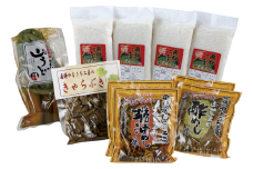 飛騨こしひかり・ごはんのおともセット　山うどの醤油漬け・醤油めしの素２袋・酢飯の素２袋・飛騨こしひかり・きゃらぶき