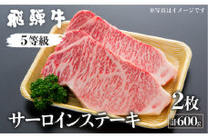 《すぐ届く!! 日時指定可》 飛騨牛 サーロインステーキ 5等級 A5 計600g(2枚)（真空パック）ステーキ 牛肉 和牛 肉の沖村 【ごちそう】 贅沢飛騨牛 飛騨市 冷蔵便