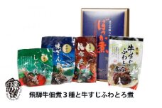 3種の味が楽しめる飛騨牛佃煮と牛すじふわとろ煮 飛騨牛 贈答 のし対応 ご飯のお供 牛肉 佃煮 惣菜 アウトドア 