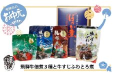 【お中元贈答用】3種の味が楽しめる飛騨牛佃煮と牛すじふわとろ煮 飛騨牛 贈答 のし対応 ご飯のお供 牛肉 佃煮 惣菜 アウトドア 