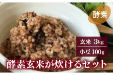 【先行予約】令和７年産 酵素玄米が炊けるセット 飛騨古川産玄米コシヒカリ3kg 小豆100g セット 三分つき米 ソイル
