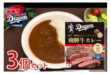 中日ドラゴンズコラボ 飛騨牛カレー 3食 常温保存  常備食 レトルト カレー