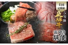 飛騨牛 霜降り堪能 4回定期便 しゃぶしゃぶ ステーキ 焼肉 すき焼き 肉の沖村 牛肉 肉 御中元 熨斗掛け 150000円