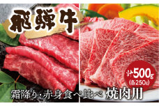 飛騨牛　霜降り・赤身　焼肉　各350g  牛肉 和牛 バラ モモカタ 食べ比べ 贈り物 ギフト 飛騨市