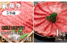 飛騨牛ロース・うでもも食べ比べセット　計1kg(250g×4) しゃぶしゃぶ用 国産牛 国産 牛肉 肉 厳選 熟成 贈答用 肉の沖村