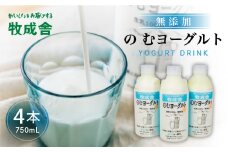 牧成舎 ミルクと砂糖、乳酸菌だけの飲むヨーグルト4本 のむヨーグルト 乳製品 低温殺菌 無添加 牧成舎 牛乳 乳飲料 飛騨市 