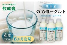 6回定期便 牧成舎 ミルクと砂糖、乳酸菌だけの飲むヨーグルト4本 のむヨーグルト 乳製品 定期便 お楽しみ 6ヵ月