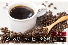 【定期便】珈琲豆 おまかせ 全6種類ピーベリーを楽しめる 毎月2種100gずつ×3回 コーヒー豆