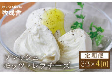 チーズ 定期便 4回 乳製品＜牧成舎＞チーズ フレッシュ モッツァレラチーズ 冷蔵 小分け 個包装 カプレーゼ パスタ ピザ おつまみ 前菜 サラダ 低温殺菌 新鮮 生乳 生乳100％